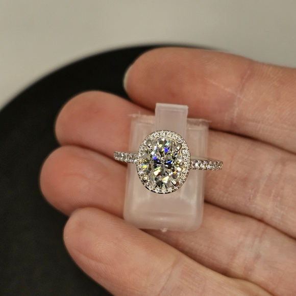 Certified GRA Moissanite Ring 18k White Gold over Sterling Silver Sz 7! New - Picture 5 of 7